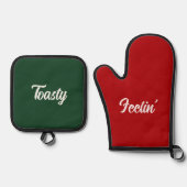 Feelin' Toasty Funny Weihnachtsgeschenk Red Green Ofenhandschuh & Topflappen-Set (Vorderseite)