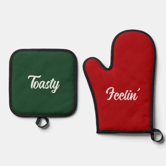 Feelin' Toasty Funny Weihnachtsgeschenk Red Green Ofenhandschuh & Topflappen-Set (Vorderseite)