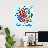 Feelin'Country Guitar und Flag Poster (Heimbüro)