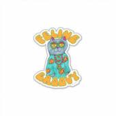 Feeline Groovy Fun Cat Zeichnend Kunst Aufkleber (Vorderseite)