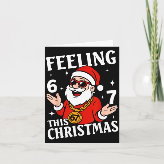 Feeling 6 7 This Christmas Funny Santa Six Seven M Karte (Vorderseite)