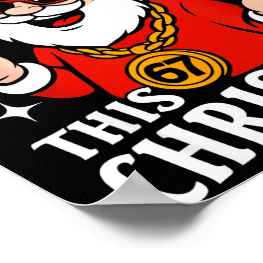 Feeling 6 7 This Christmas Funny Santa Six Seven M Poster (Ecke)