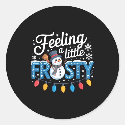 Feeling A Little Frosty Cute Retro Snowman Runder Aufkleber (Vorderseite)