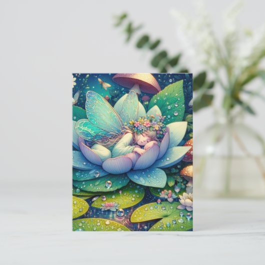 Feeling auf einer unsicheren Blume Postkarte (Stehend Vorderseite)