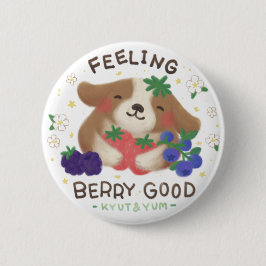 Feeling Berry Good: Cute Dog with Berries Button