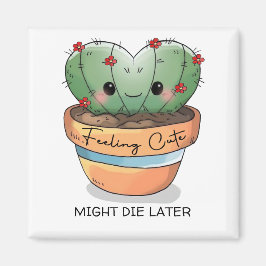 Feeling cute cactus succulent red flower customize magnet
