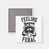 Feeling Feral Raccoon Coffee Cute Funny Trash Pand Magnet (Vorderseite/Rückseite)