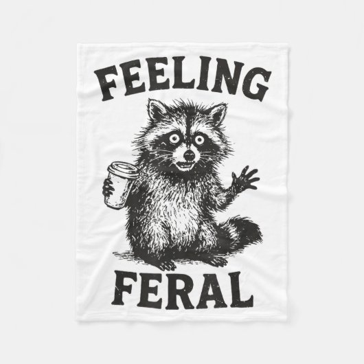 Feeling Feral Raccoon Drink Coffee Funny Trash Pan Fleecedecke (Vorderseite)