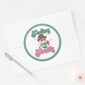 Feeling Frosty Retro Snowman  Runder Aufkleber (Umschlag)