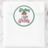Feeling Frosty Retro Snowman  Runder Aufkleber (Tasche)