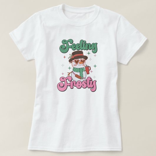 Feeling Frosty Retro Snowman T-Shirt (Design vorne)