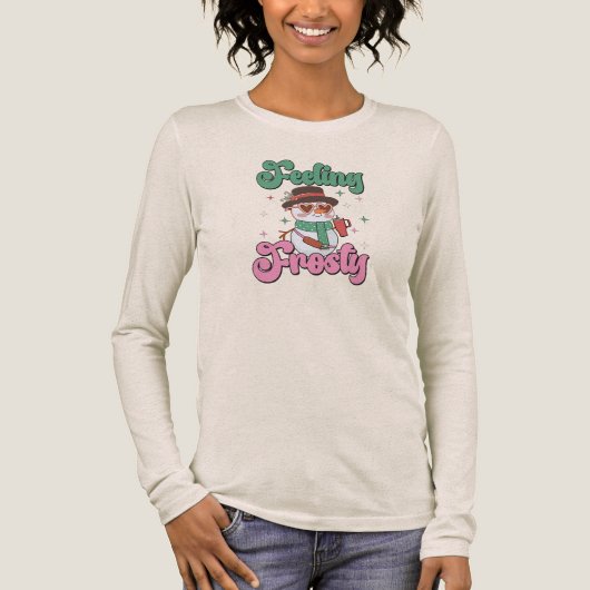 Feeling Frosty Retro Snowman  Tri-Blend Shirt (Vorderseite)