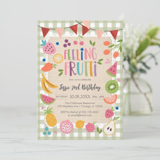 Feeling Fruitti Birthday Invitation Einladung (Stehend Vorderseite)