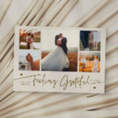 Feeling Grateful Cream Wedding Multi Photo Dankeskarte