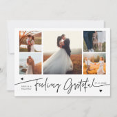 Feeling Grateful White Wedding Multi Photo Dankeskarte (Vorderseite)