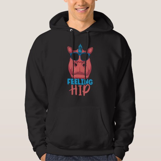 Feeling Hip Cute Hippopotamus Hippos Hippo Saying Hoodie (Vorderseite)