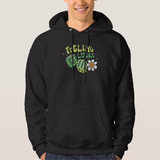 Feeling Lucky Dice Retro Groovy St Patrick's Day W Hoodie (Vorderseite)