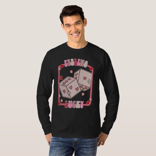 Feeling Lucky Happy Valentines Day be Mine Vday Vi T-Shirt (Vorne ganz)