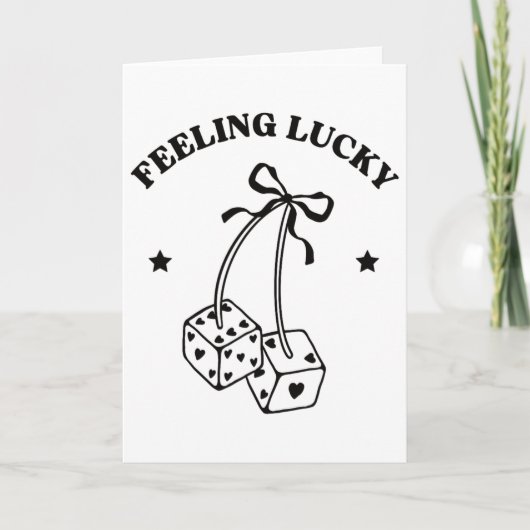 Feeling Lucky Retro Dice Valentine Cute Hearts Rib Karte (Vorderseite)