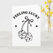 Feeling Lucky Retro Dice Valentine Cute Hearts Rib Karte (Gelbe Blume)