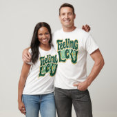 Feeling Lucky Retro Groovy Distressed Green Gold T-Shirt (Unisex)