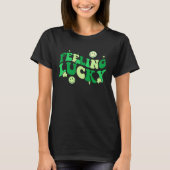 Feeling Lucky Shamrock Groovy St Patrick's Day Ire T-Shirt (Vorderseite)