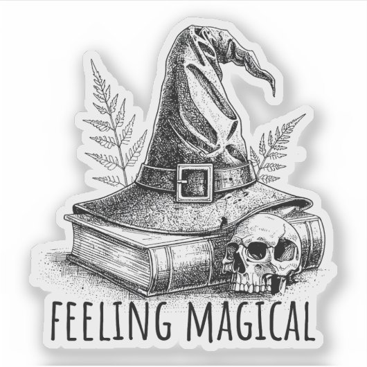 Feeling Magical Witches Spell Book and Skull Aufkleber (Vorderseite)