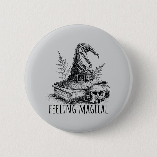 Feeling Magical Witches Spell Book and Skull Button (Vorderseite)