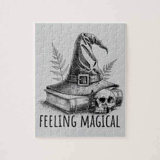 Feeling Magical Witches Spell Book and Skull Puzzle (Vertikal)