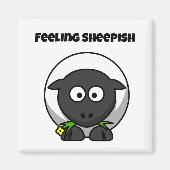 Feeling Sheepish Cute Sheep Cartoon with Funny Pun Magnet (Vorne)