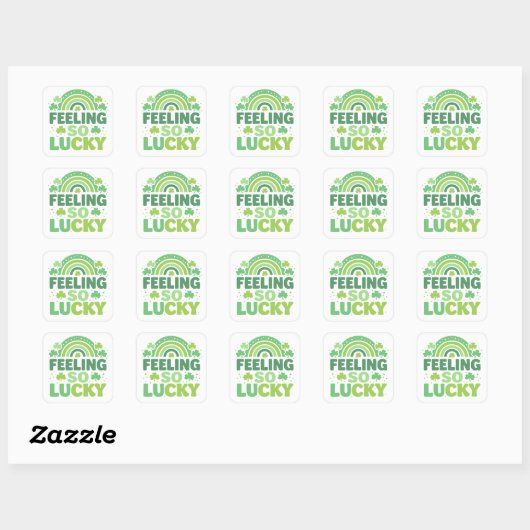 Feeling So Lucky Green Rainbow St. Patrick’s Day Quadratischer Aufkleber (Blatt)
