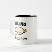 Feeling Unproductive Duck Mug, Funny Coworker gift Zweifarbige Tasse (Vorderseite Links)
