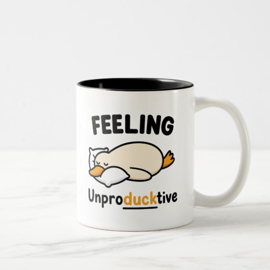 Feeling Unproductive Duck Mug, Funny Coworker gift Zweifarbige Tasse (Rechts)