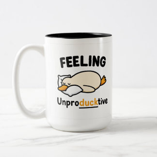 Feeling Unproductive Duck Mug, Funny Coworker mug Zweifarbige Tasse