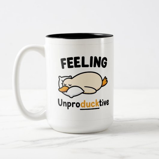 Feeling Unproductive Duck Mug, Funny Coworker mug Zweifarbige Tasse (Links)