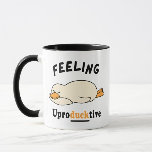 Feeling Unproductive Funny Sleeping Duck Meme Tasse (Links)