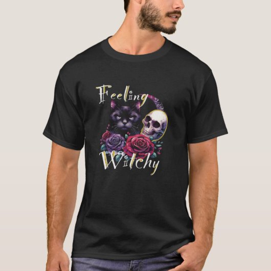 Feeling Witchy Black Cat Classic T-Shirt (Vorderseite)