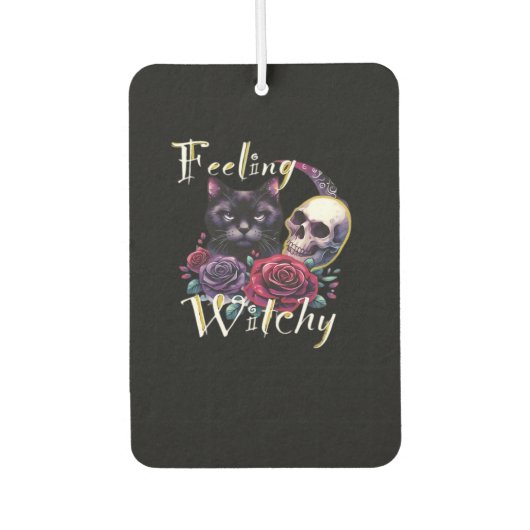 Feeling Witchy Black Cat Classic T-Shirt Autolufterfrischer (Vorderseite)