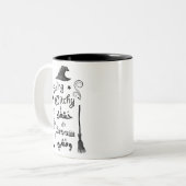 Feeling Witchy. It's Time To Fly Away Zweifarbige Tasse (Vorderseite Links)