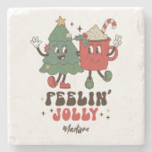Feelin's Joli Weihnachtsfeiertage Funny Retro Name Steinuntersetzer (Vorderseite)