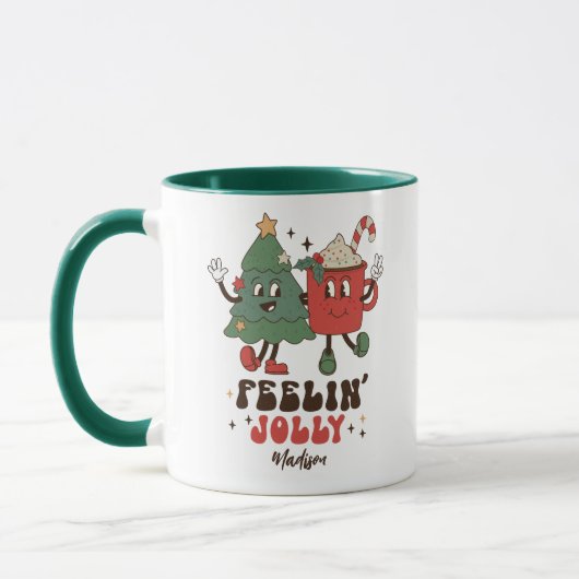 Feelin's Joli Weihnachtsfeiertage Funny Retro Name Tasse (Links)