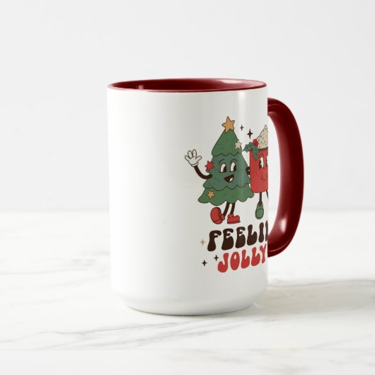 Feelin's Joli Weihnachtsfeiertage Funny Retro Tasse (VorderseiteRechts)