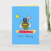 Feel'n Beeachy - Funny Bee Beach Greeting Card Karte (Vorderseite)