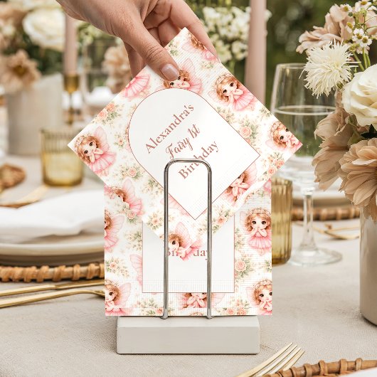 Feen 1. Geburtstag Rosa Garten Serviette