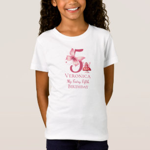 Feen-5.-Geburtstagsmädchen Rosa Whimsical T-Shirt
