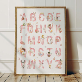 Feen-Alphabet-ABC-Plakat Kinderzimmer-Dekoration Poster