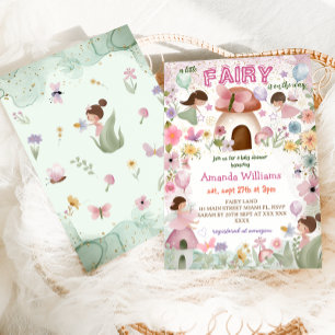 Feen-Baby-Mädchen-Shower Rosa Floral Einladung