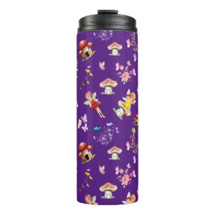 Feen-Blumen-Schmetterling-Pilz-Lila-Thema Thermosbecher