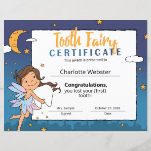 Feen Clip Art Erstes verlorenes Zahn Zertifikat
