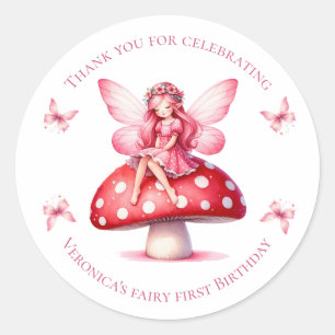 Feen-Dankeschön Für die Feier zum Rosa Geburtstag Runder Aufkleber